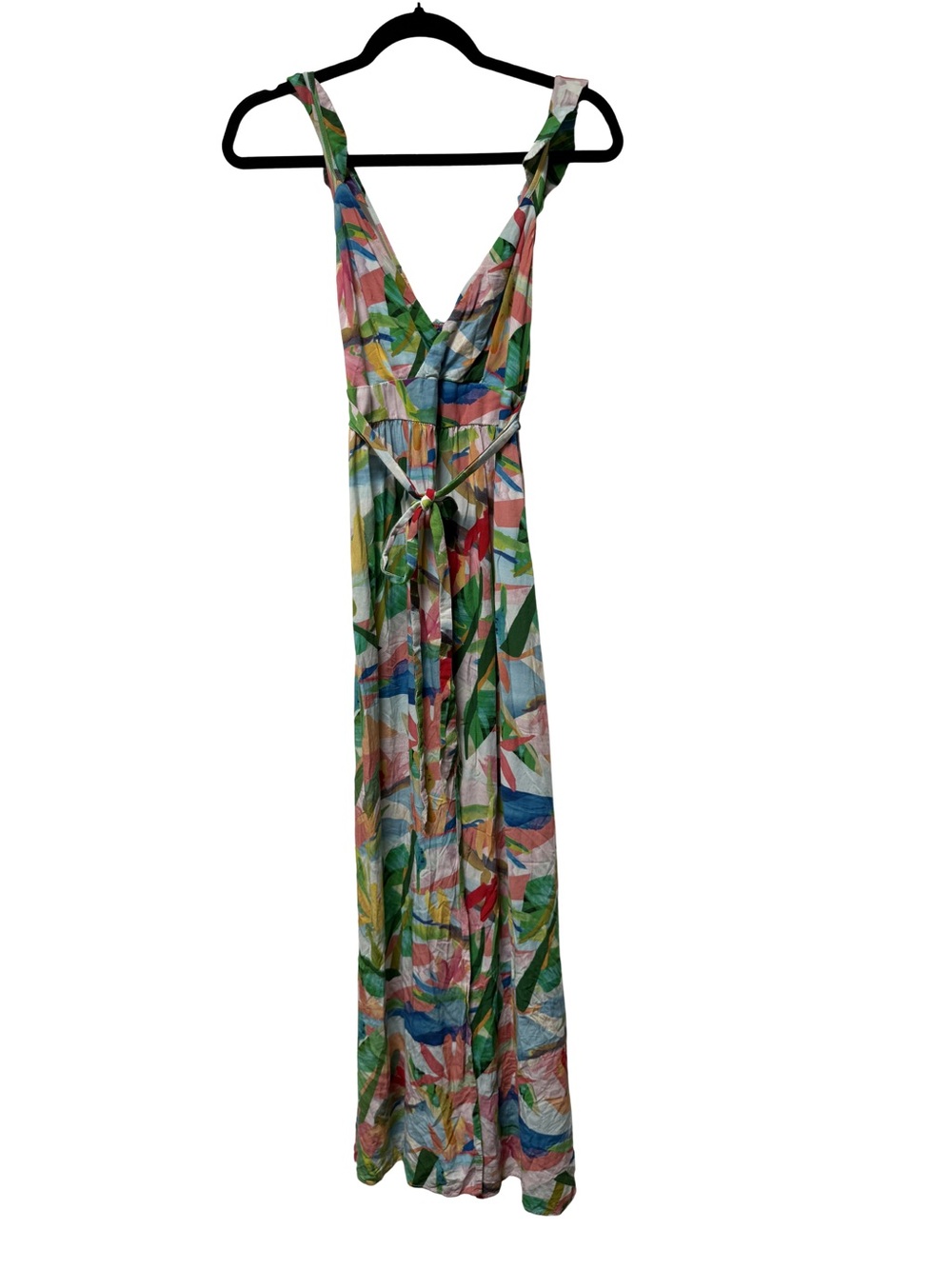 Maaji Summer Festive Vacation Colorful Maxi Dress with Tie Waist Cotton Medium